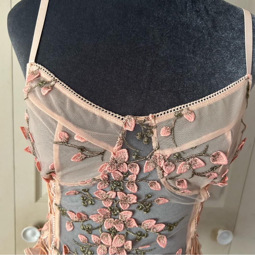 Floral Embroidered Bodysuit in Pink/cream - Picture 6 of 8